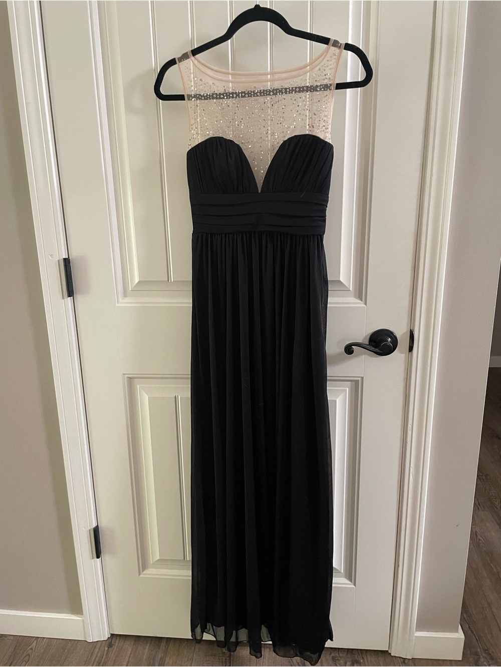 Trixxi Black Maxi Dress with Illusion Beaded Yoke